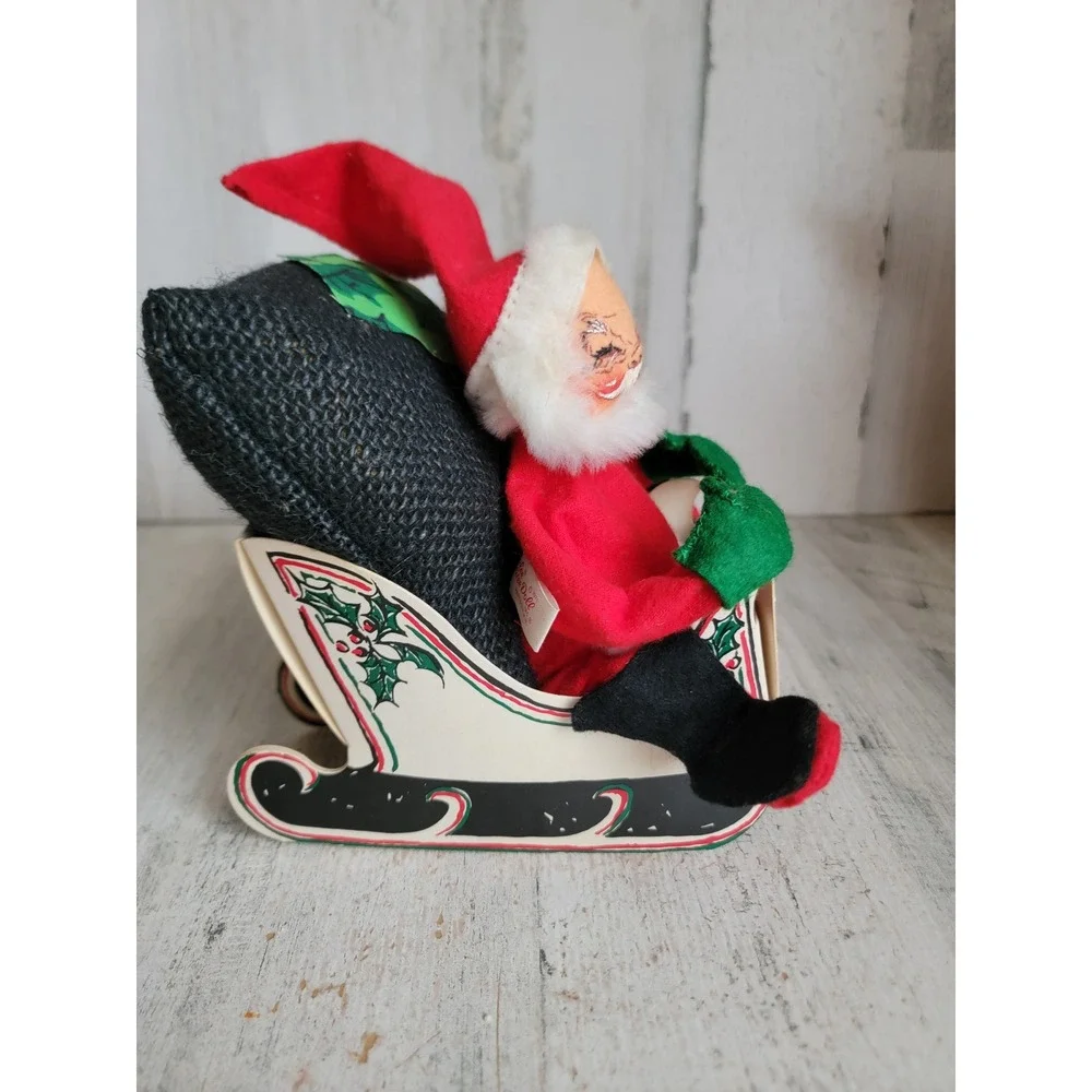 Annalee paper sleigh Santa Claus vintage Xmas plush mobility doll home